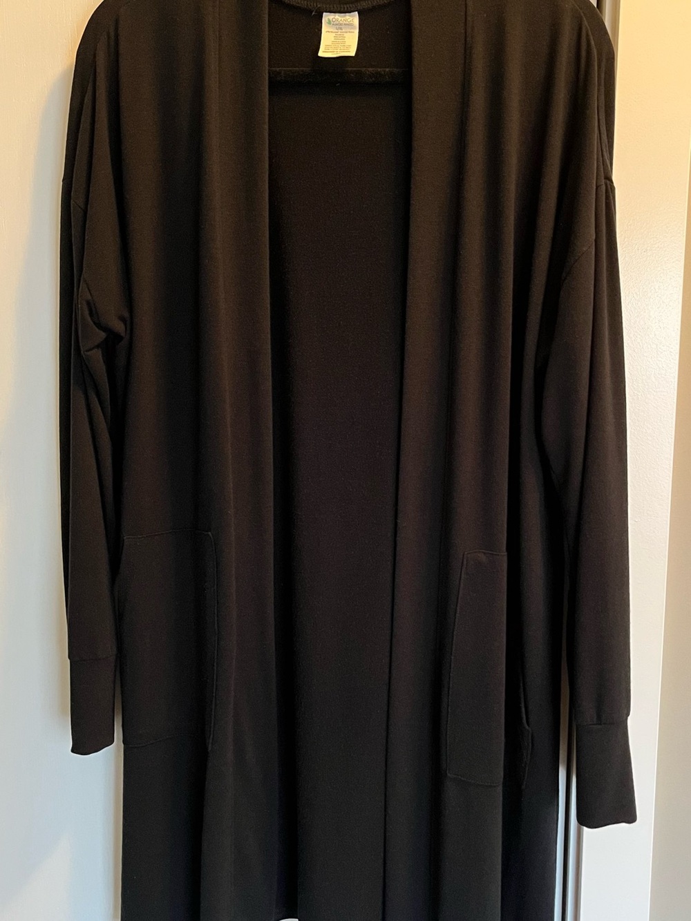 Bamboo Mix Black Open-Front Women's Long Cardigan by Orange L/XL